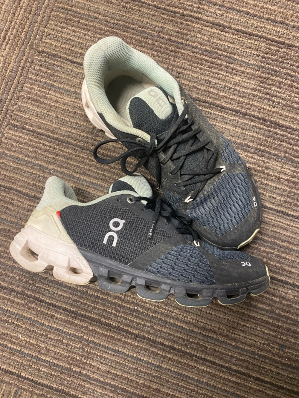 On Running Cloud Shoes in Black and Pale Green